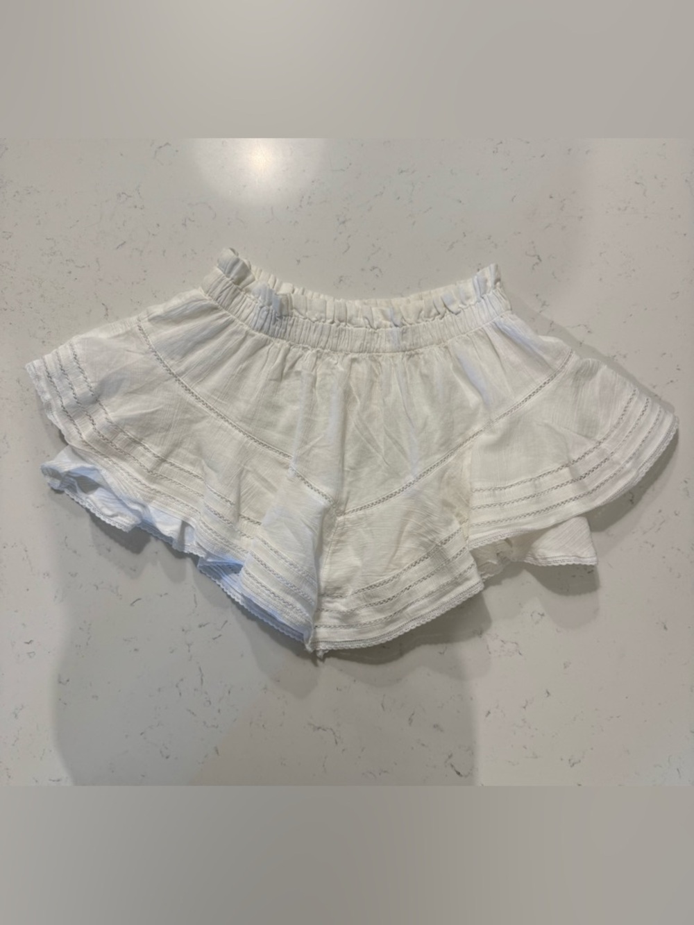 Aerie White Flowy Ruffle Shorts Small Petite Boho Lounge Summer - Picture 3 of 7
